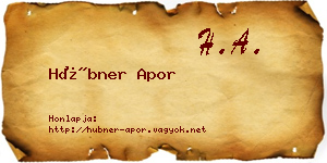 Hübner Apor névjegykártya